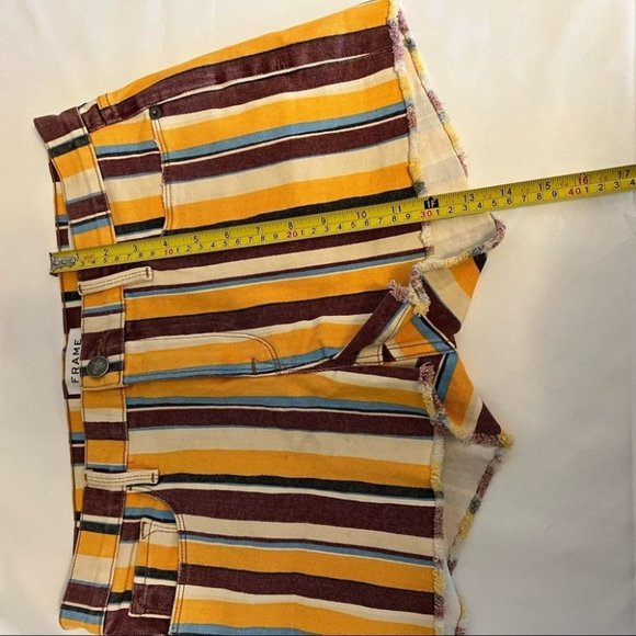 Frame Denim Yellow and Brown Striped Jean Shorts - Picture 11 of 11